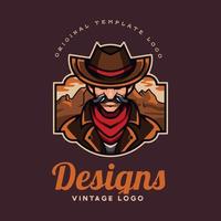 logo distintivo design cowboy, logo ispirazione vettore. vettore
