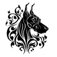 ornato grande dane cane ritratto. monocromatico vettore per logo, emblema, mascotte, ricamo, legno che brucia, lavorazione.