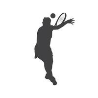 femmina logo giocando pavimento tennis di per colpire il palla vettore