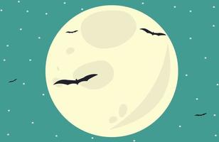 pieno Luna notte con pipistrelli icona illustrazione vettore