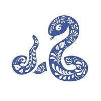 serpente, blu etno vipera nel gzhel pittura stile, vettore illustrazione