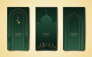 fascio impostato di vettore islamico Ramadan a tema banner con verde elegante disegni