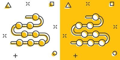 sequenza temporale icona nel comico stile. progresso cartone animato vettore illustrazione su bianca isolato sfondo. diagramma spruzzo effetto attività commerciale concetto.