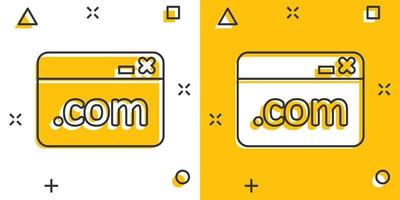 sito web dominio icona nel comico stile. com Internet indirizzo cartone animato vettore illustrazione su bianca isolato sfondo. server spruzzo effetto attività commerciale concetto.