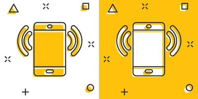 smartphone vuoto schermo icona nel comico stile. mobile Telefono cartone animato vettore illustrazione su bianca isolato sfondo. telefono spruzzo effetto attività commerciale concetto.