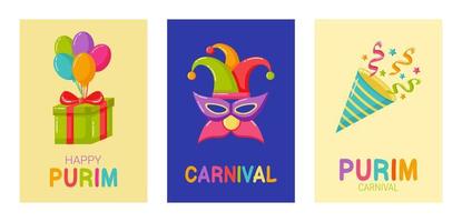 luminosa colorato manifesto per Purim Festival vettore
