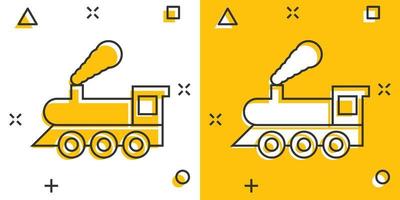 la metropolitana icona nel comico stile. treno metropolitana cartone animato vettore illustrazione su bianca isolato sfondo. Ferrovia carico spruzzo effetto attività commerciale concetto.