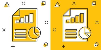 finanziario dichiarazione icona nel comico stile. documento cartone animato vettore illustrazione su bianca isolato sfondo. rapporto spruzzo effetto attività commerciale concetto.