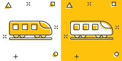 la metropolitana icona nel comico stile. treno metropolitana cartone animato vettore illustrazione su bianca isolato sfondo. Ferrovia carico spruzzo effetto attività commerciale concetto.