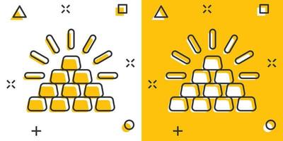 oro pila icona nel comico stile. argento mattone cartone animato vettore illustrazione su bianca isolato sfondo. metallo bancario spruzzo effetto attività commerciale concetto.