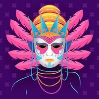 festival di mardigras maschera e perline vettore