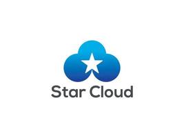 nube logo design con stella icona vettore modello