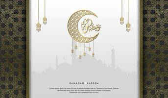 islamico saluto Ramadan kareem carta piazza sfondo bianca oro colore design per islamico festa vettore