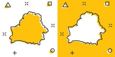 vettore cartone animato bielorussia carta geografica icona nel comico stile. bielorussia cartello illustrazione pittogramma. cartografia carta geografica attività commerciale spruzzo effetto concetto.