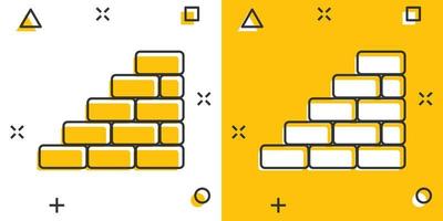 vettore cartone animato parete mattone icona nel comico stile. parete cartello illustrazione pittogramma. pietra attività commerciale spruzzo effetto concetto.