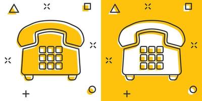 vettore cartone animato Telefono icona nel comico stile. telefono cartello illustrazione pittogramma. Telefono attività commerciale spruzzo effetto concetto.