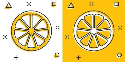 vettore cartone animato arancia frutta icona nel comico stile. arancia agrume concetto illustrazione pittogramma. tropicale cibo attività commerciale spruzzo effetto concetto.