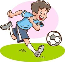 ragazzo giocando calcio cartone animato vettore