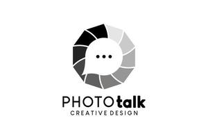 foto parlare icona logo design con moderno chat concetto vettore