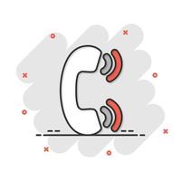 mobile Telefono icona nel comico stile. telefono parlare cartone animato vettore illustrazione su bianca isolato sfondo. hotline contatto spruzzo effetto attività commerciale concetto.