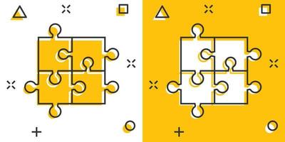 puzzle compatibile icona nel comico stile. sega accordo vettore cartone animato illustrazione su bianca isolato sfondo. cooperazione soluzione attività commerciale concetto spruzzo effetto.