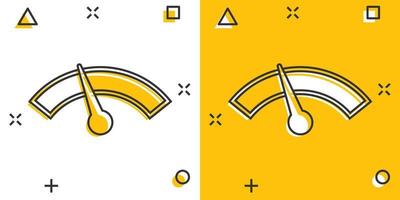 vettore cartone animato pannello di controllo icona nel comico stile. livello metro cartello illustrazione pittogramma. velocità attività commerciale spruzzo effetto concetto.