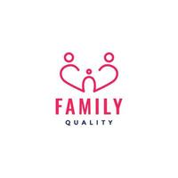 famiglia qualità amore con bambini felicità linea logo design vettore icona illustrazione modello