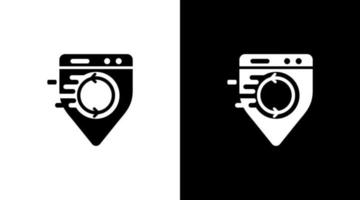 lavanderia logo monogramma veloce lavare nero e bianca icona illustrazione stile disegni modelli vettore