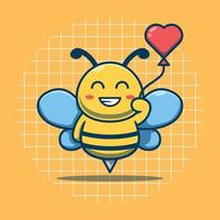 carino ape personaggio Tenere cuore sagomato Palloncino cartone animato icona illustrazione vettore