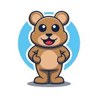 carino orso logo portafortuna cartone animato illustrazione vettore