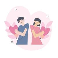 concetto di san valentino situazioni di persona isolata. raccolta di scene con persone che celebrano vacanze romantiche, coppie di appuntamenti, relazioni d'amore. mega insieme. illustrazione vettoriale in design piatto