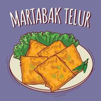 martabak telur illustrazione indonesiano cibo con cartone animato stile vettore