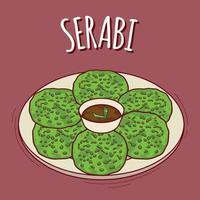 serabi illustrazione indonesiano cibo con cartone animato stile vettore