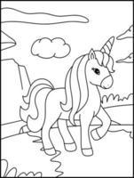unicorno colorazione pagine per bambini - unicorno schema illustrazione vettore