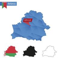 bielorussia blu Basso poli carta geografica con capitale minsk. vettore