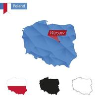 Polonia blu Basso poli carta geografica con capitale varsavia. vettore