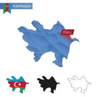 azerbaijan blu Basso poli carta geografica con capitale baku. vettore