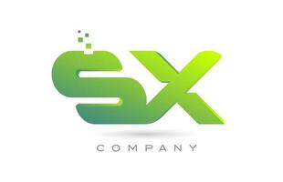 Iscritto sx alfabeto lettera logo icona combinazione design con puntini e verde colore. creativo modello per azienda e attività commerciale vettore