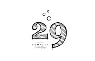 mano disegno numero 29 logo icona design per azienda modello. creativo logotipo nel matita stile vettore