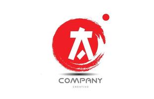 rosso un' grunge alfabeto lettera logo icona design con giapponese stile scritta. creativo modello per attività commerciale e azienda vettore
