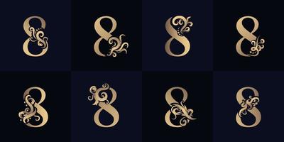 collezione numero 8 logo con lusso ornamento design vettore