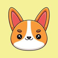 carino corgi testa cartone animato portafortuna scarabocchio arte mano disegnato schema concetto vettore kawaii icona illustrazione