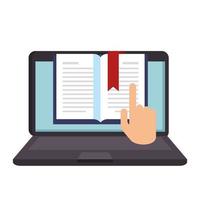 laptop per icona isolata online di istruzione vettore