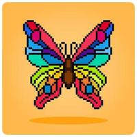 8 po pixel colorato la farfalla. animali per attraversare punto nel vettore illustrazione.
