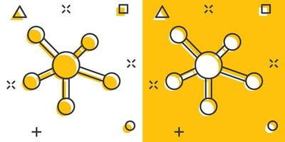 vettore cartone animato sociale Rete, molecola, dna icona nel comico stile. molecola cartello illustrazione pittogramma. dna attività commerciale spruzzo effetto concetto.