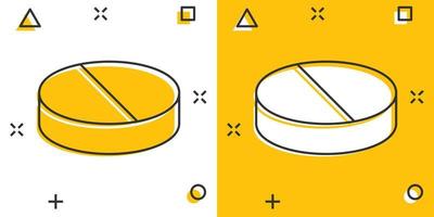 vettore cartone animato pillola icona nel comico stile. tavoletta concetto illustrazione pittogramma. capsula medico attività commerciale spruzzo effetto concetto.