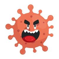 cartone coronavirus emoji, globulo rosso con faccia, emoticon covid 19 vettore