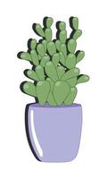 vettore scarabocchio illustrazione. verde cactus nel viola pentola isolato su bianca sfondo. cartone animato piatto stile. per decorazione, adesivi.