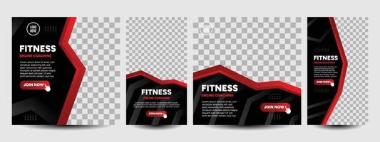 fitness Palestra bodybuilding in linea istruire, sociale media alimentazione inviare e storia bandiera design modello. per istruttore, allenatore e promozione in linea istruire. vettore