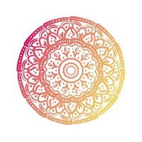 icona di stile silhouette floreale mandala circolare rosa e arancione vettore